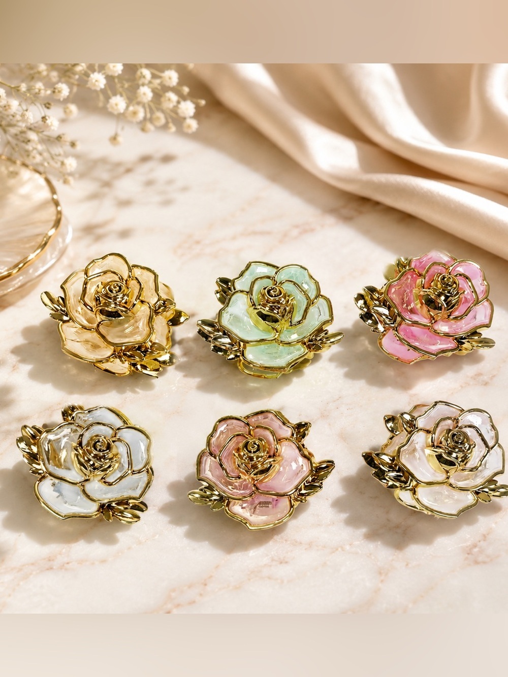 6 flower hair clips